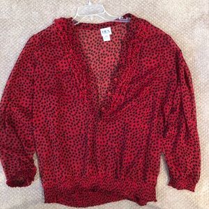 Red and Black Polka Dot Blouse